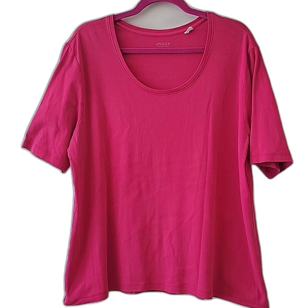 Chico's Chicos True Colors Scoop Neck Blouse Pink Size 3 (US 16) Coastal Grandma